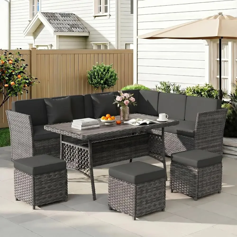 Outdoor Furniture Grey - 7-teiliges graues Gartenmöbel-Set mit Esstisch, Stühlen