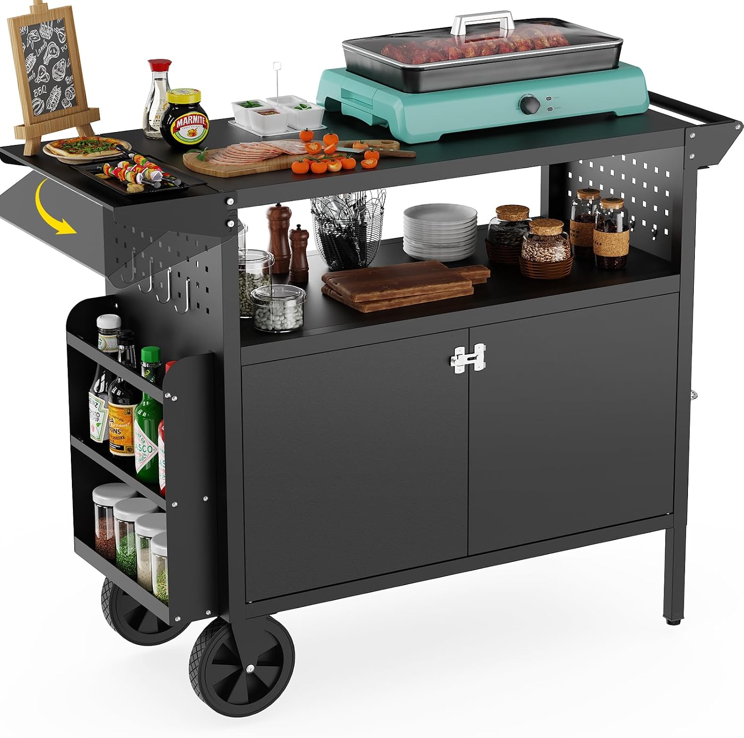 Outdoor Furniture Table - Outdoor-Grillwagen mit Stauraum, Kücheninsel mit Rädern,