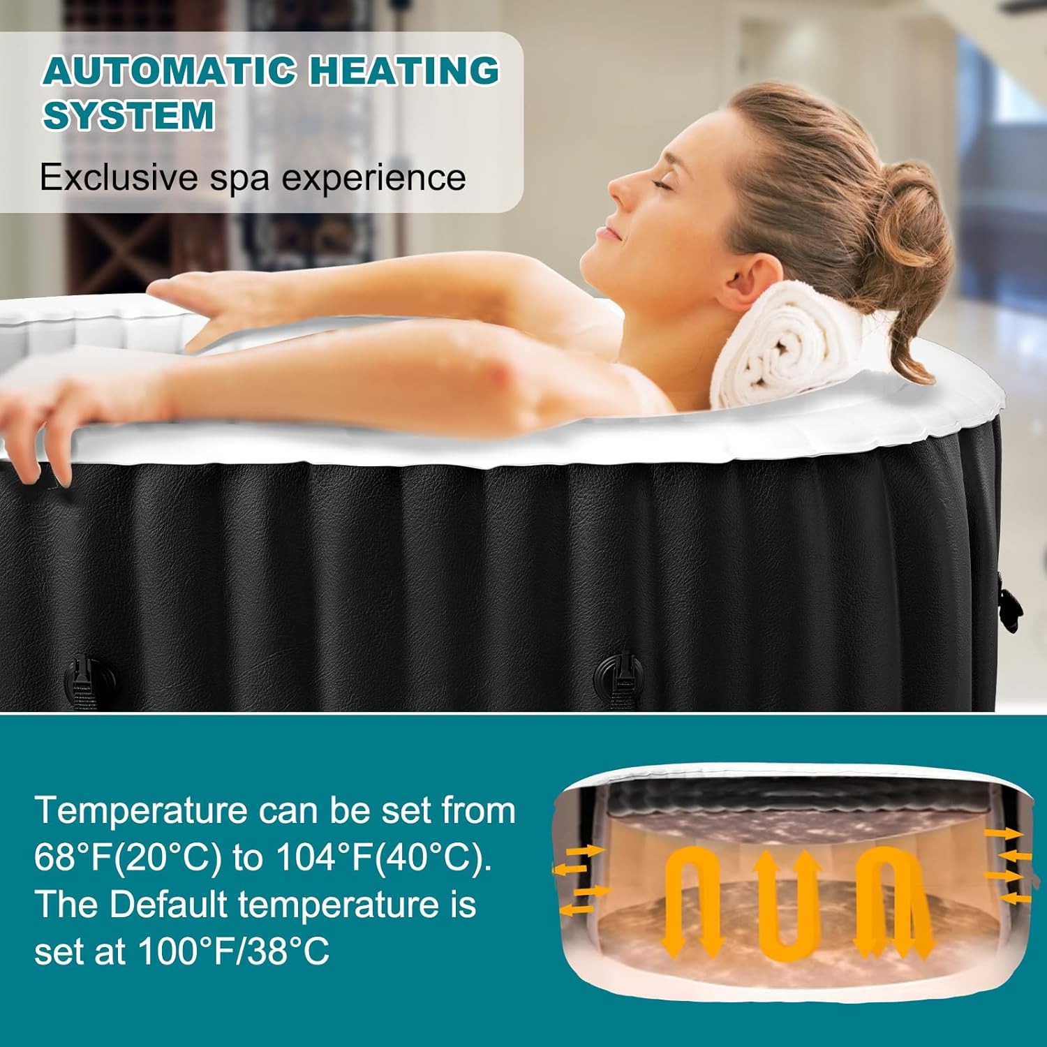 Inflatable Hot Tub - 75×47×25 Zoll Ovaler Aufblasbarer Whirlpool, 1-2