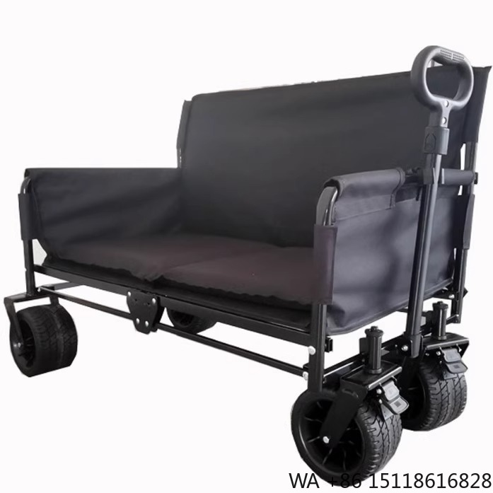 Outdoor Furniture Sofa - JXFT Multifunktionaler Vierrad-Metall-Outdoor-Klappwagen Liegestuhl-Wagen für Camping