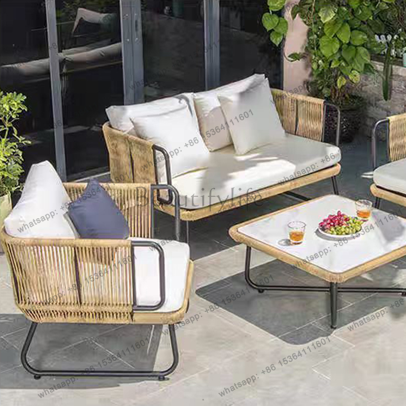 Outdoor Furniture Upholstery - LJY Outdoor Gartenmöbel Nordische Gartenmöbel Metall-Polstermöbel