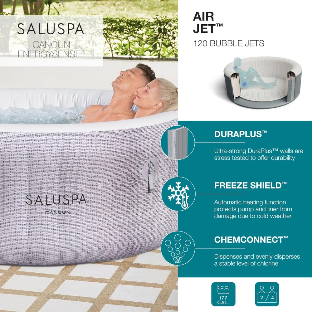 SaluSpa Cancun 2-4 Personen Au – Inflatable Hot Tub Bewertung und Preis
