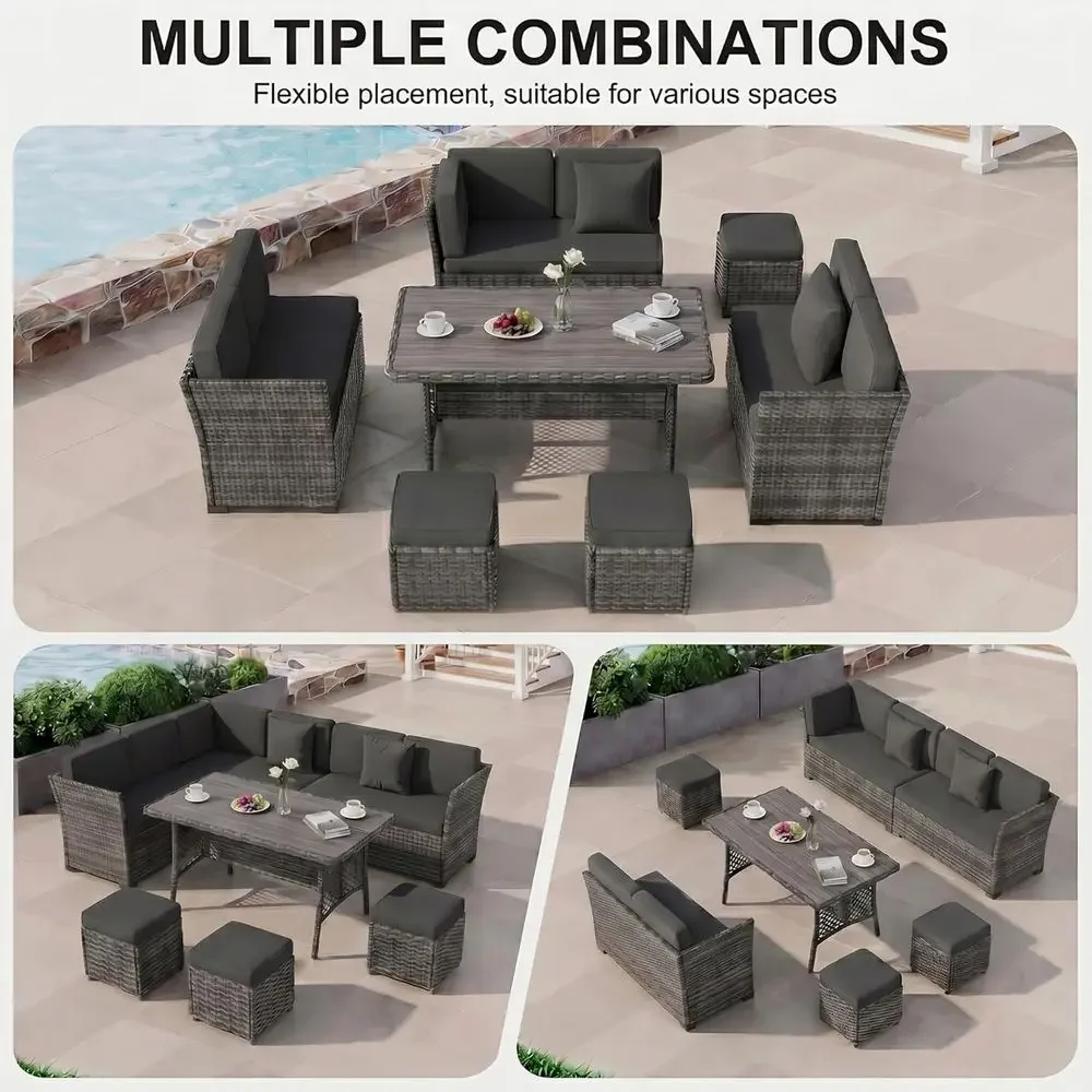 7-teiliges graues Gartenmöbel- – Outdoor Furniture Grey Bewertung und Preis