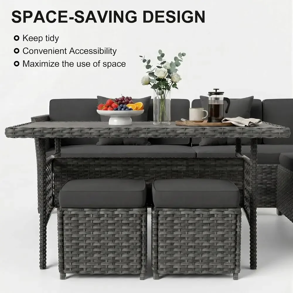 7-teiliges graues Gartenmöbel- – Outdoor Furniture Grey Bewertung und Preis