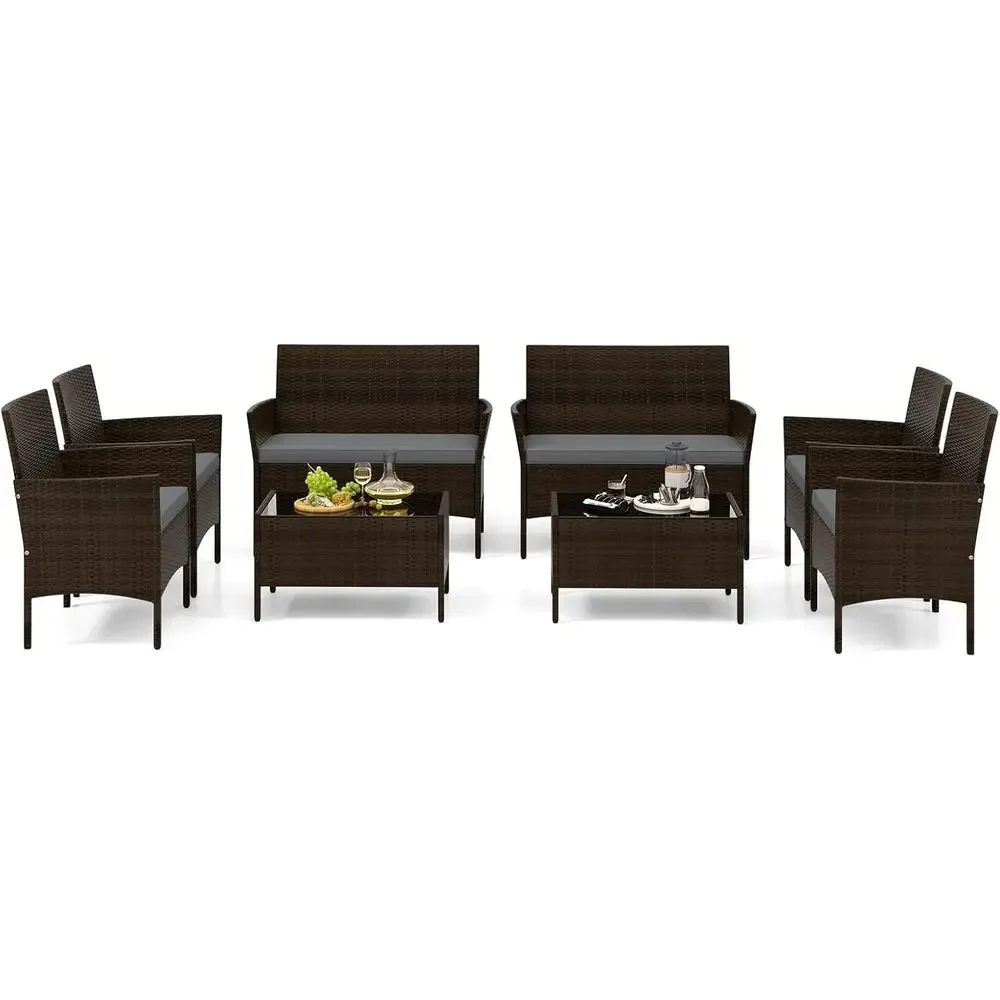 8-teiliges Outdoor-Rattan-Gart – Outdoor Furniture Grey Bewertung und Preis