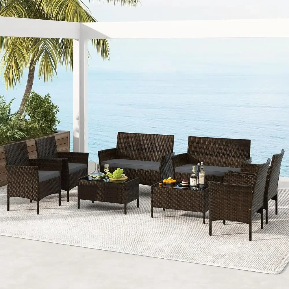 8-teiliges Outdoor-Rattan-Gart – Outdoor Furniture Grey Bewertung und Preis