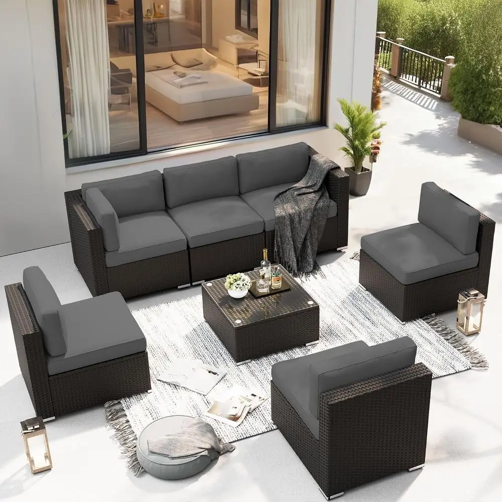 7-teiliges graues Outdoor-Sofa – Outdoor Furniture Grey Bewertung und Preis