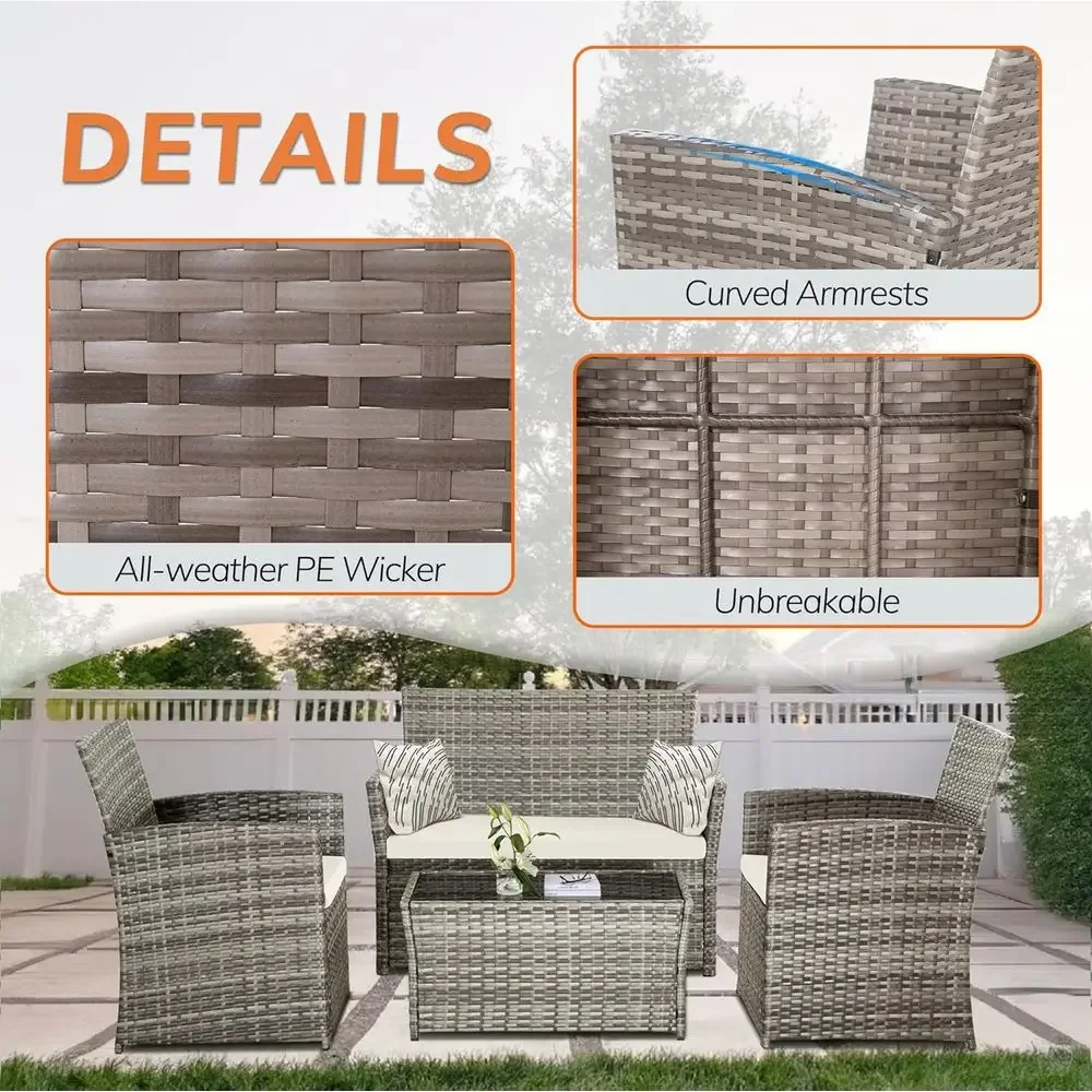 Outdoor-Rattan-Gartenmöbel-Set – Outdoor Furniture Grey Bewertung und Preis