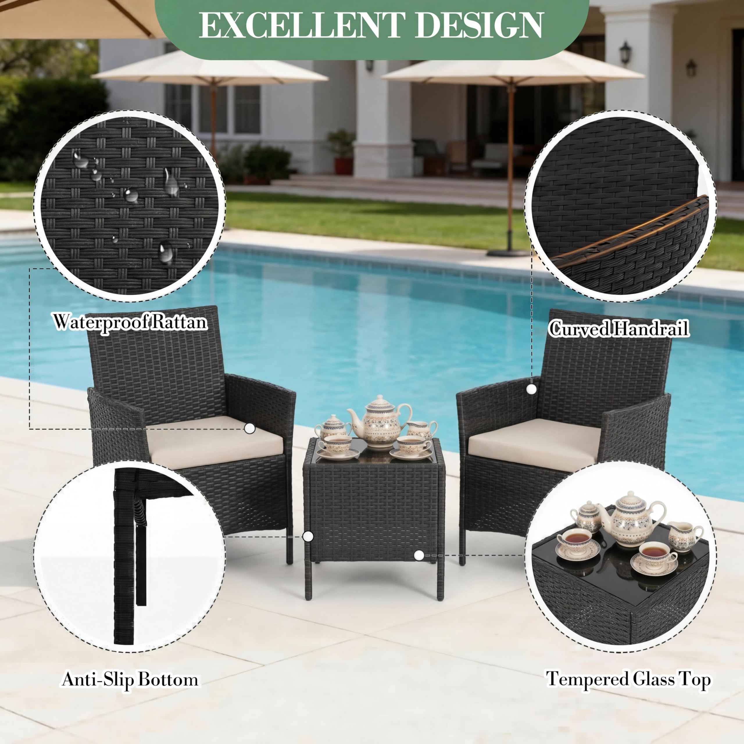 3-teiliges Gartenmöbel-Set, Ou – Outdoor Furniture Upholstery Bewertung und Preis