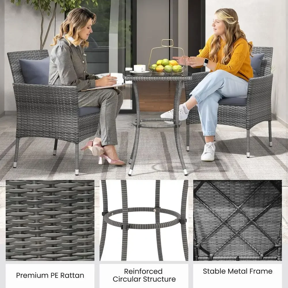 Graues 3-teiliges Terrassenmöb – Outdoor Furniture Grey Bewertung und Preis