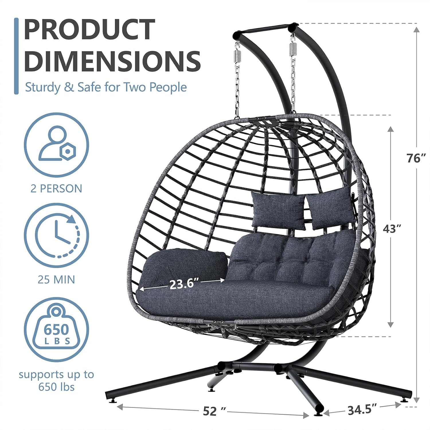 2-Personen-Eierschaukelstuhl m – Outdoor Furniture Grey Bewertung und Preis