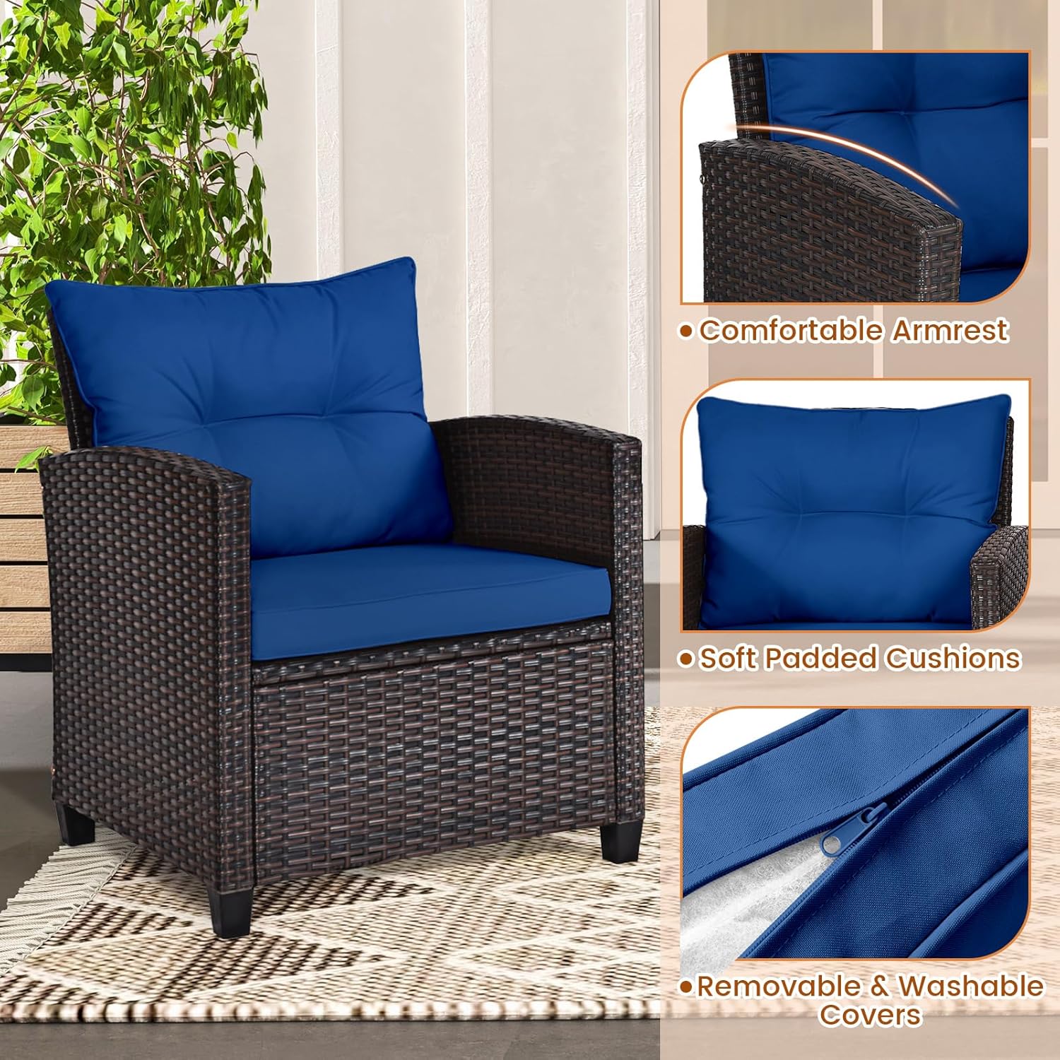 Marineblaues 3-teiliges Bistro – Outdoor Furniture Table Bewertung und Preis