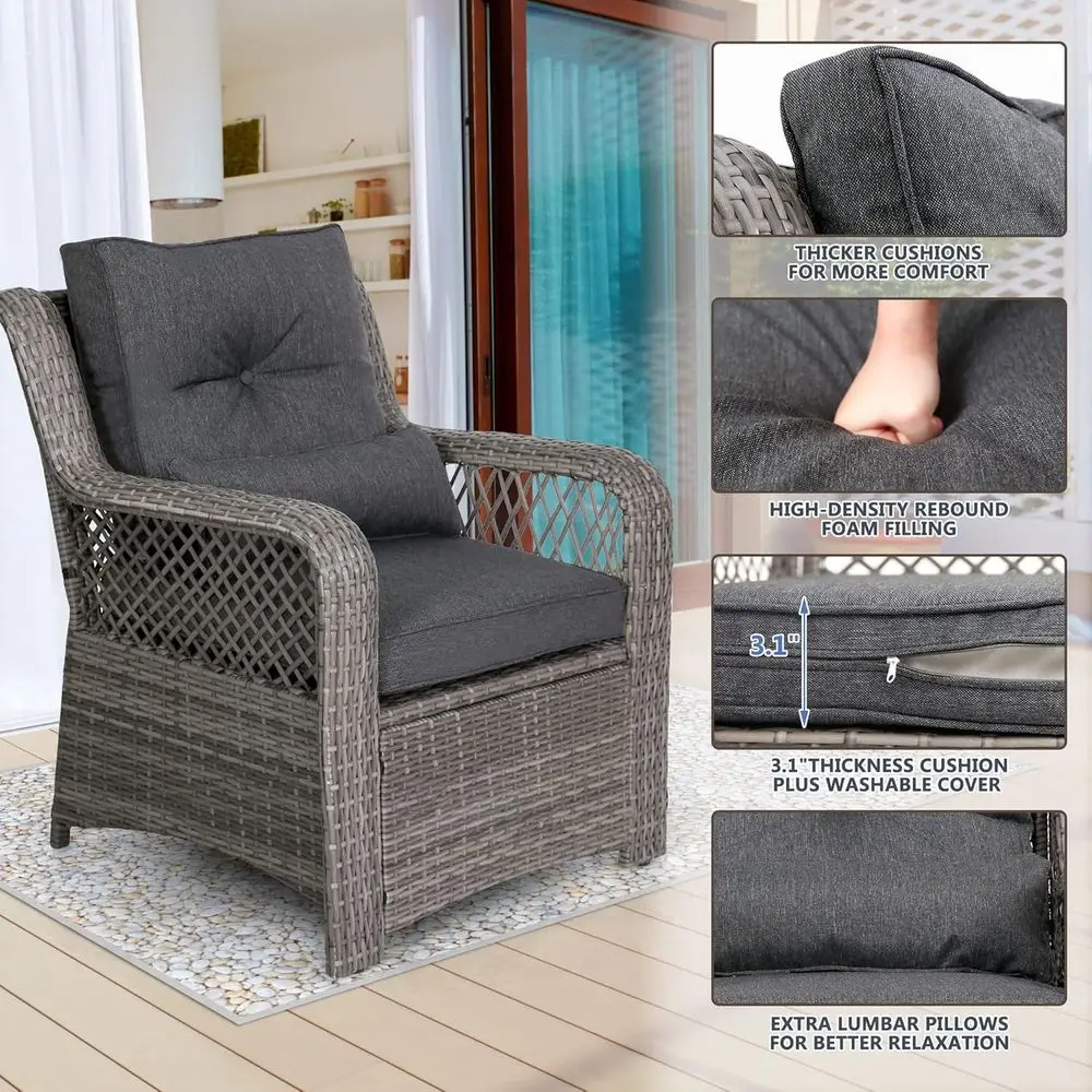 6-teiliges graues Outdoor-Ratt – Outdoor Furniture Grey Bewertung und Preis